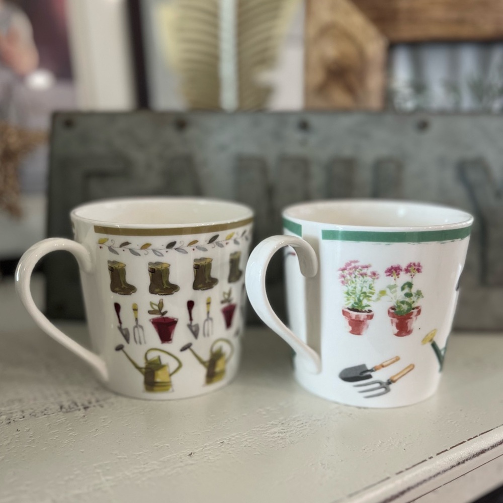 Pair of Waitrose Gardening Bone China Mugs